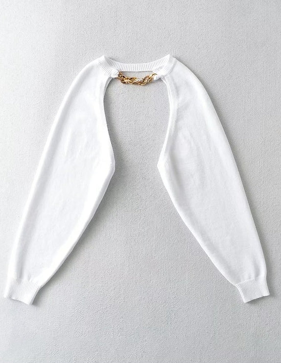 Beige Chain Bolero Sweater