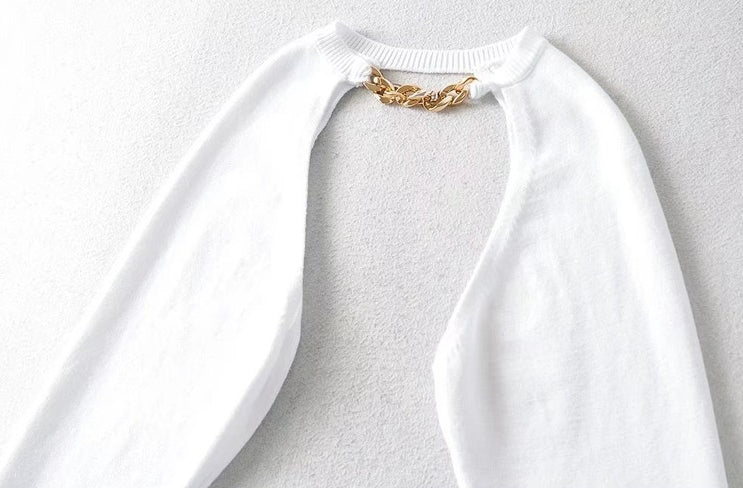 Beige Chain Bolero Sweater