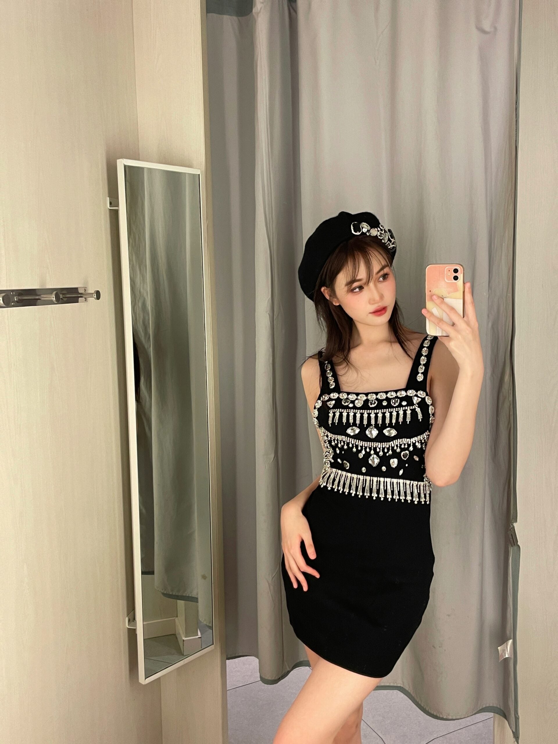 Rhinestone Bejeweled Black Dress