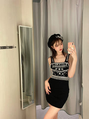 Rhinestone Bejeweled Black Dress