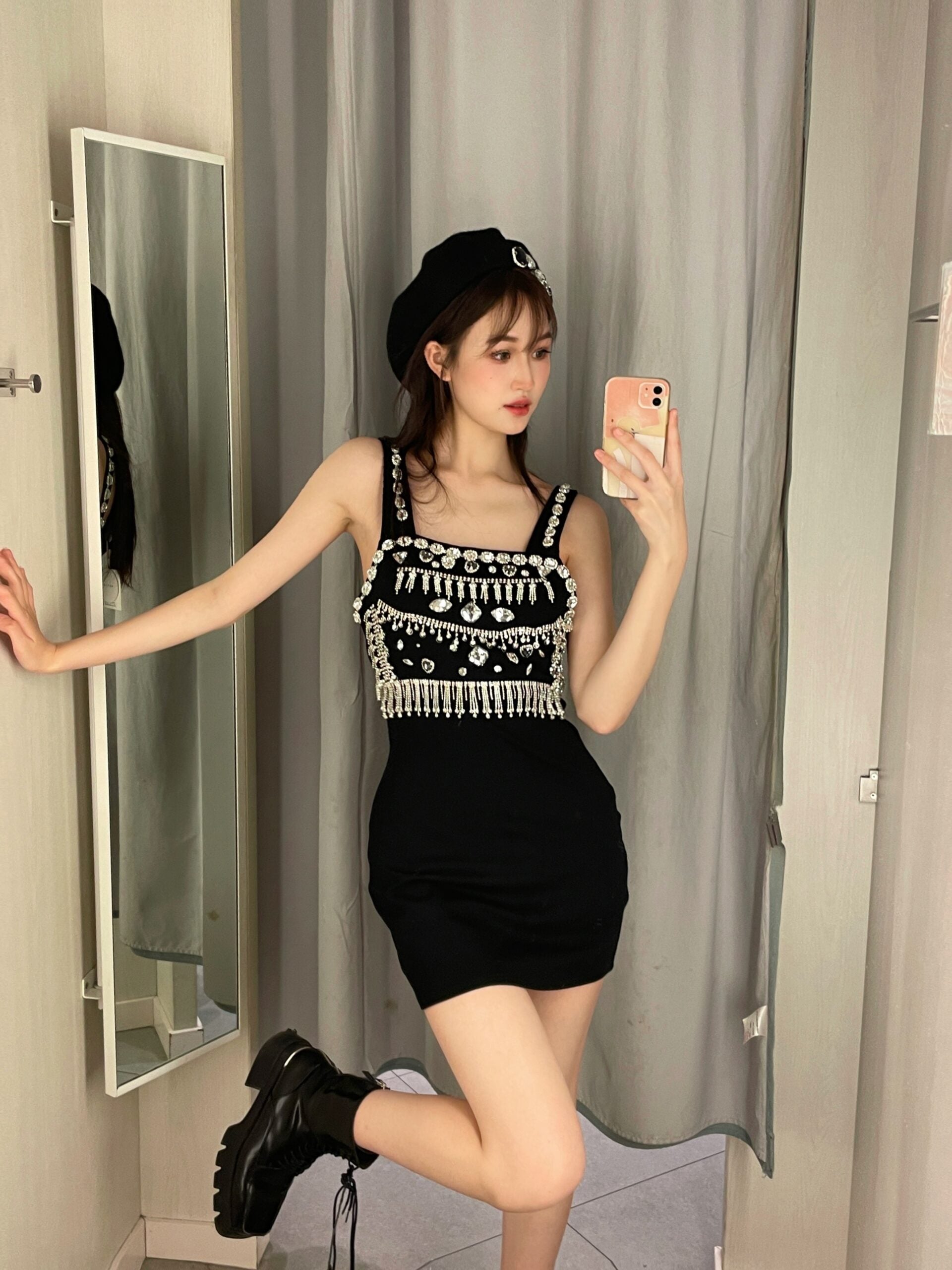 Rhinestone Bejeweled Black Dress
