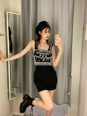 Rhinestone Bejeweled Black Dress