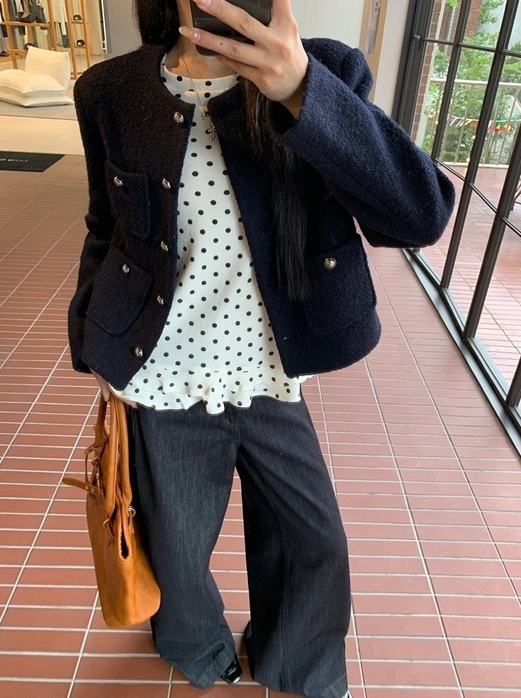 Blend Short Coat Elegant Autumn Winter Style
