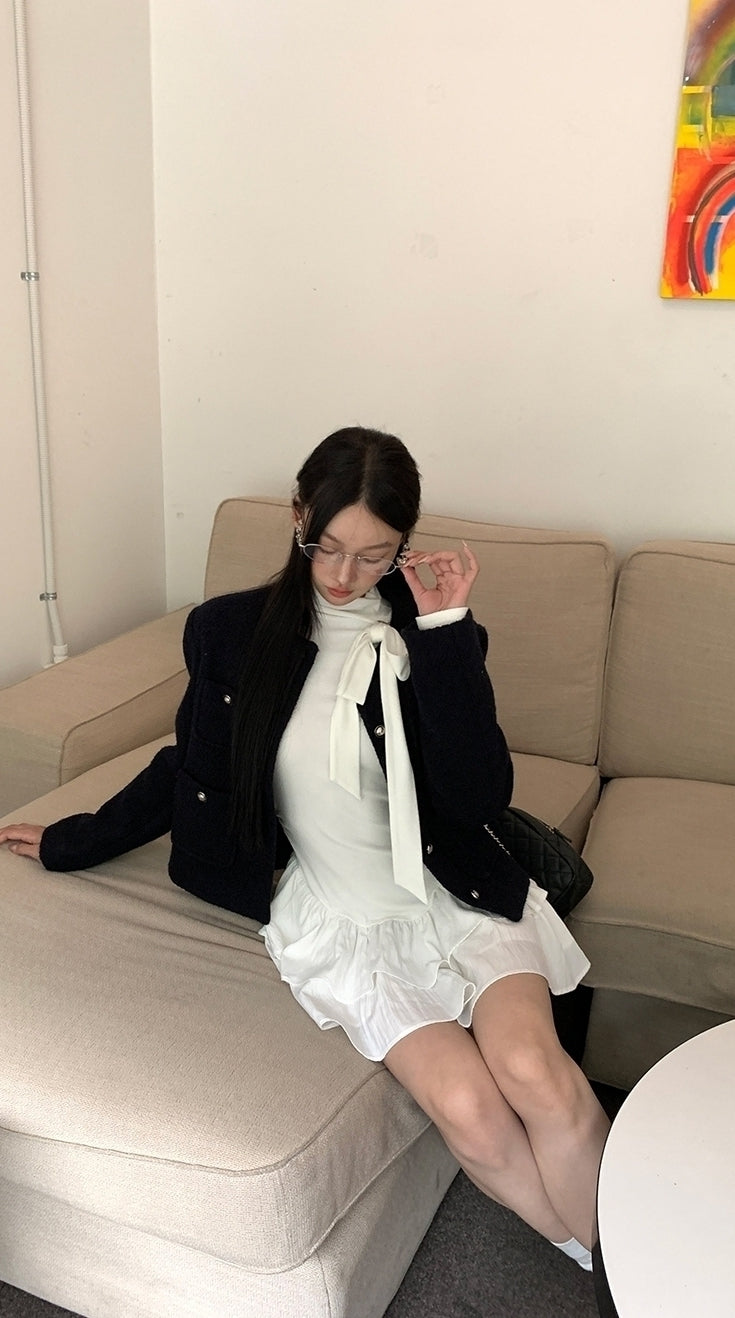 Blend Short Coat Elegant Autumn Winter Style