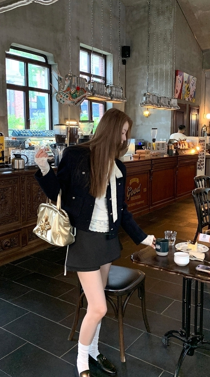 Blend Short Coat Elegant Autumn Winter Style
