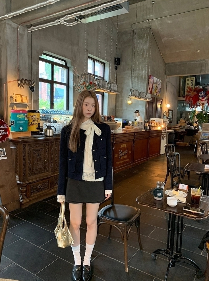 Blend Short Coat Elegant Autumn Winter Style