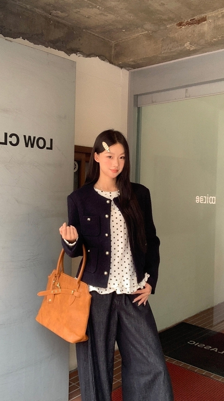 Blend Short Coat Elegant Autumn Winter Style