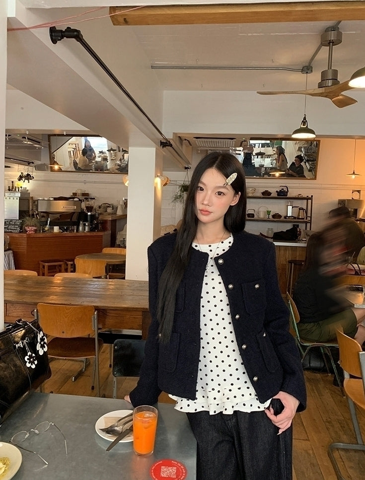 Blend Short Coat Elegant Autumn Winter Style