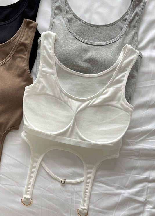 White U-Neck Padded Top