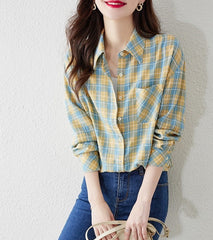 Yellow And Blue Plaid Shirt