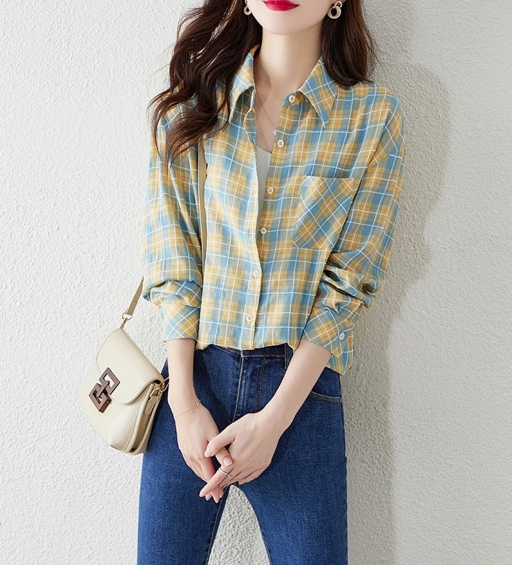 Yellow And Blue Plaid Shirt