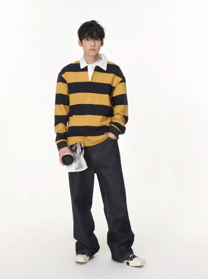 Yellow And Black Stripes Polo Shirt