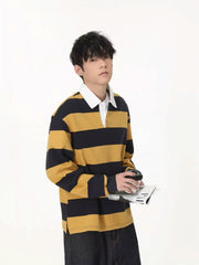 Yellow And Black Stripes Polo Shirt