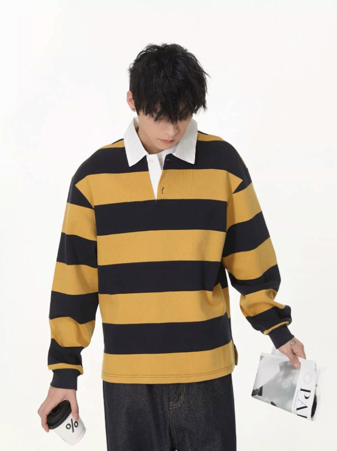 Yellow And Black Stripes Polo Shirt