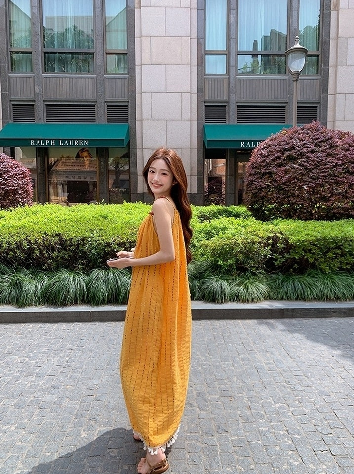 Yellow Beach Tassel Sundress Summer Vacation Style