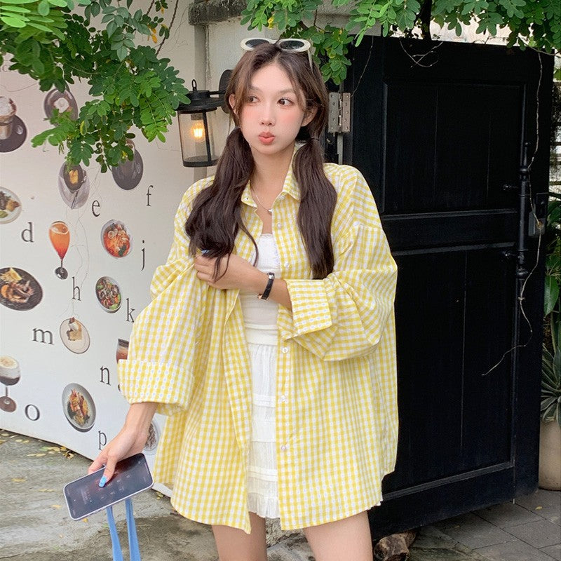 Yellow Checkered Oversized Shirt