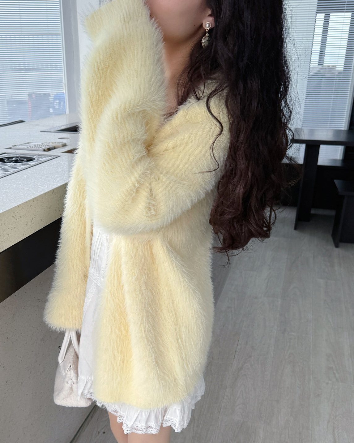 Yellow Fluffy Soft Knit Cardigan