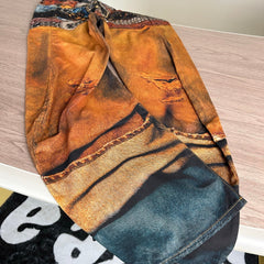 Yellow Graphic Belts Printed Jeans