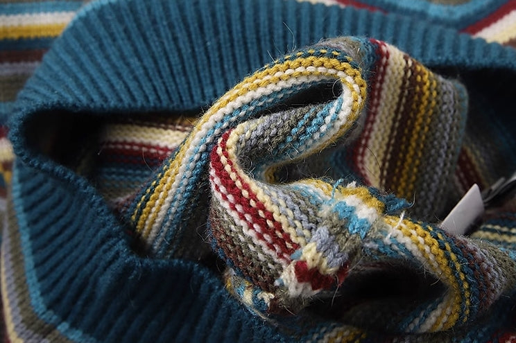 Yellow Multicolored Stripes Sweater