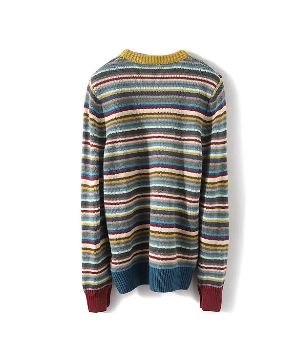 Yellow Multicolored Stripes Sweater