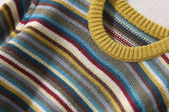 Yellow Multicolored Stripes Sweater
