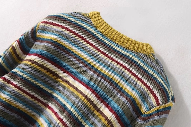 Yellow Multicolored Stripes Sweater