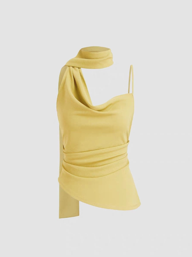 Yellow Scarf Detail Top