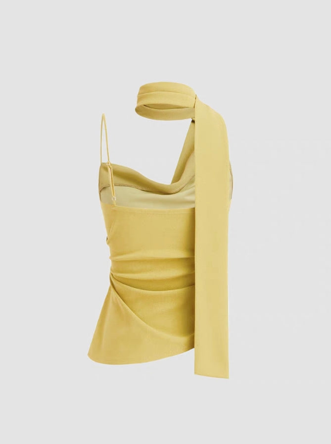 Yellow Scarf Detail Top
