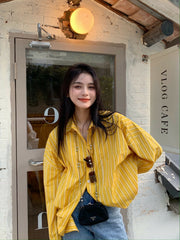 Yellow Striped Oversized Shirt