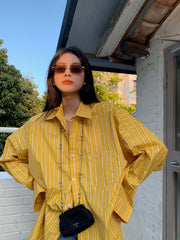 Yellow Striped Oversized Shirt