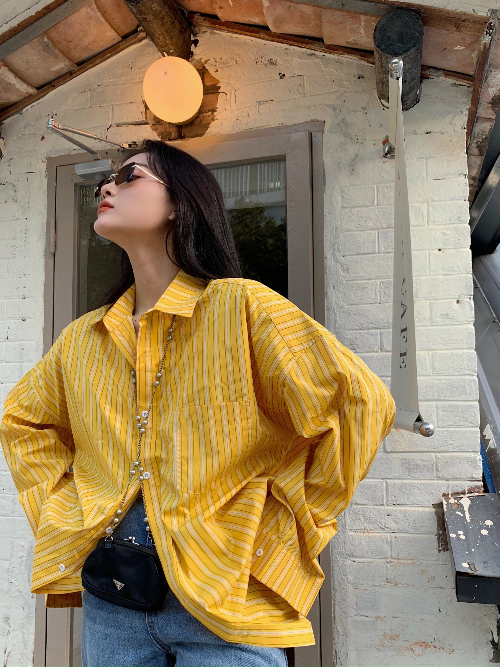 Yellow Striped Oversized Shirt
