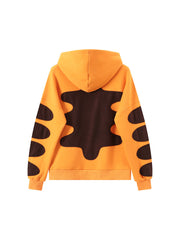 Yellow Tiger Pattern Zip-Up Hoodie