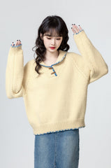 Yellow Toggle Collar Thick Sweater