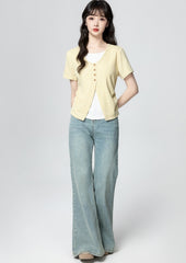 Yellow Twopiece Short Sleeve Colorblock Top