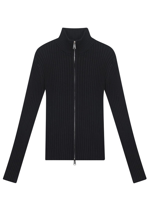 Black Two-Way Zipper Cardigan