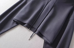 Grey Cropped Drawstring Hoodie