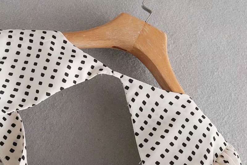 White Squared Dot Prints Dress