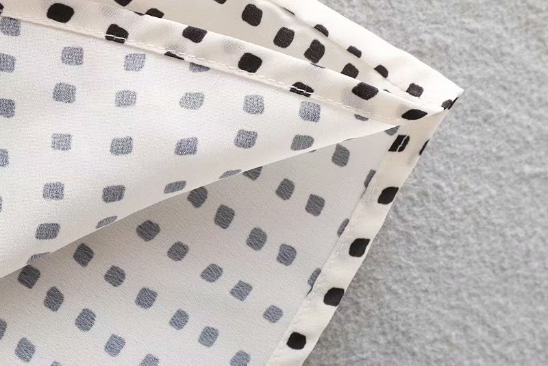 White Squared Dot Prints Dress