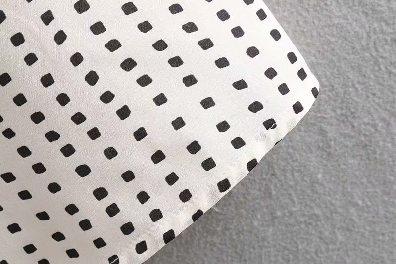 White Squared Dot Prints Dress