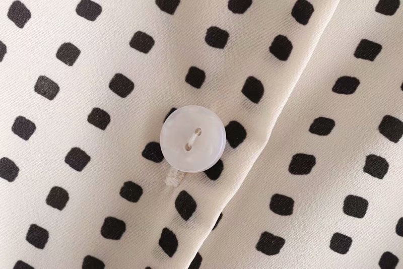 White Squared Dot Prints Dress