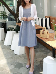 Blue Plaid Sleeveless Dress