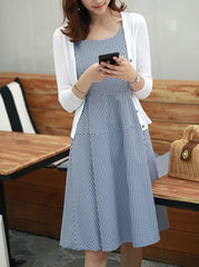 Blue Plaid Sleeveless Dress