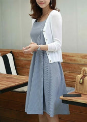 Blue Plaid Sleeveless Dress