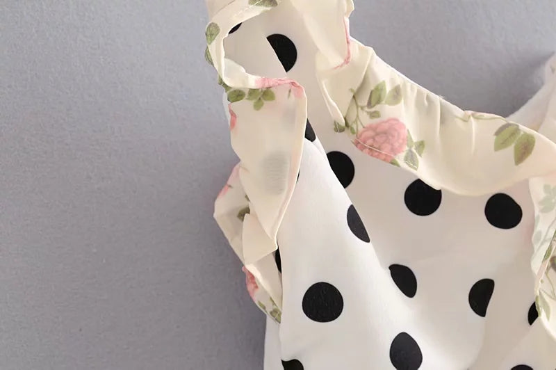 White Two-Pattern Sleeveless Dress