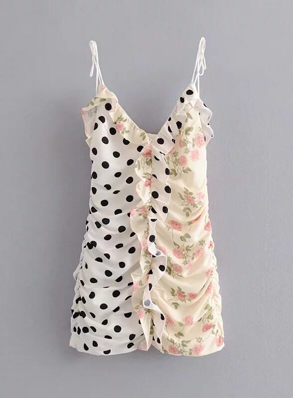 White Two-Pattern Sleeveless Dress