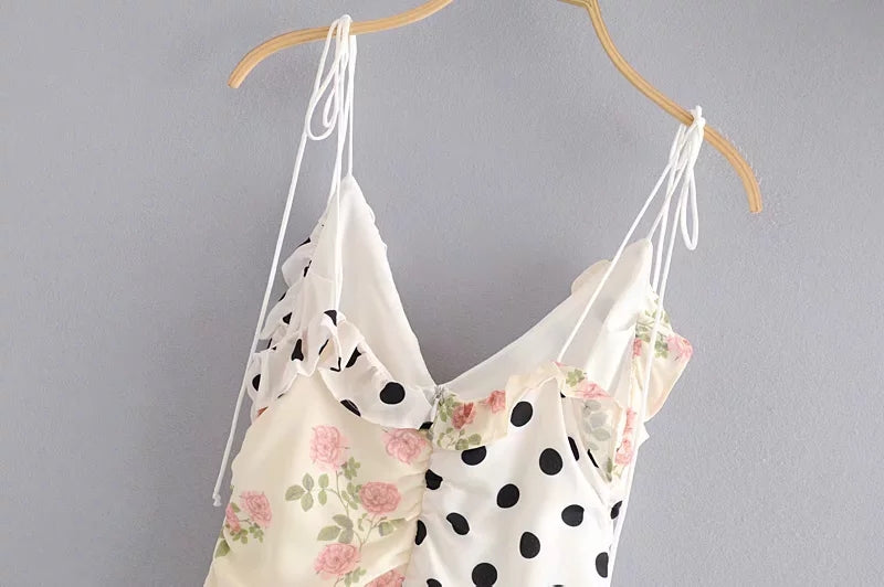 White Two-Pattern Sleeveless Dress