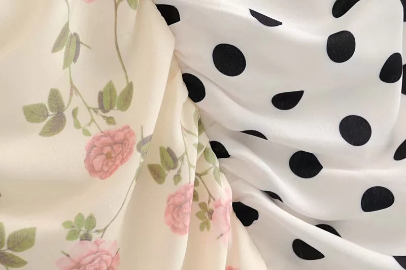 White Two-Pattern Sleeveless Dress