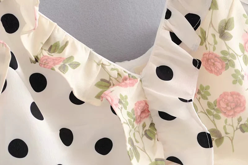 White Two-Pattern Sleeveless Dress