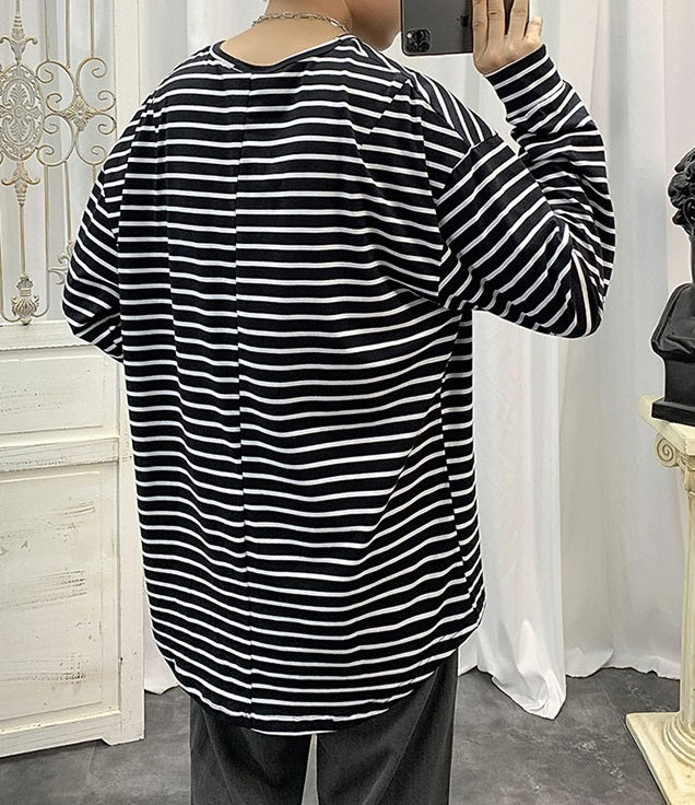 White Long Sleeve Striped T-Shirt