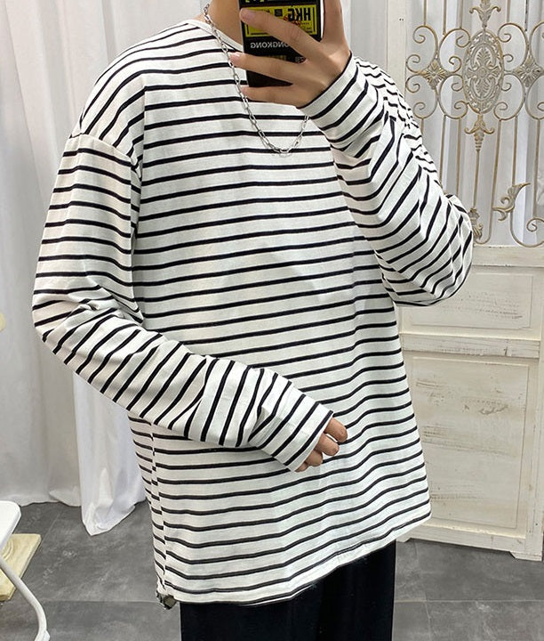 White Long Sleeve Striped T-Shirt